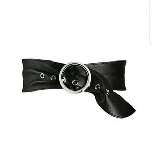 DKNY Womens Genuine Leather Sash Belt (Black, S/M)